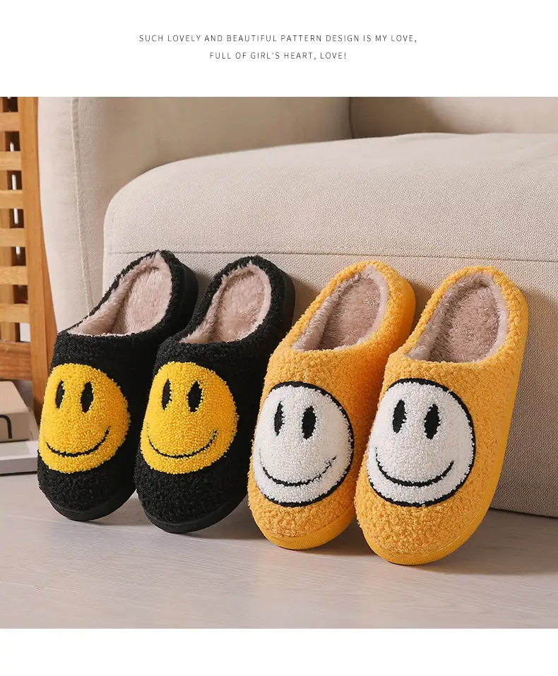 Winter Cute Cartoon Smiley Home Cotton Slippers Wholesale Home Furry Slippers Female Couple Warm Slippers Indoor — feature 11
