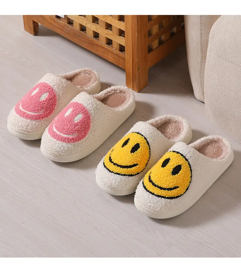 Winter Cute Cartoon Smiley Home Cotton Slippers Wholesale Home Furry Slippers Female Couple Warm Slippers Indoor — feature 14