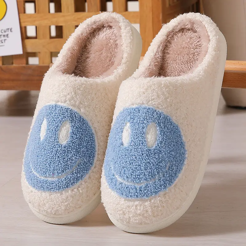Winter Cute Cartoon Smiley Home Cotton Slippers Wholesale Home Furry Slippers Female Couple Warm Slippers Indoor