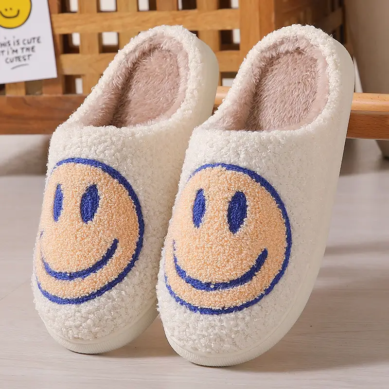 Winter Cute Cartoon Smiley Home Cotton Slippers Wholesale Home Furry Slippers Female Couple Warm Slippers Indoor