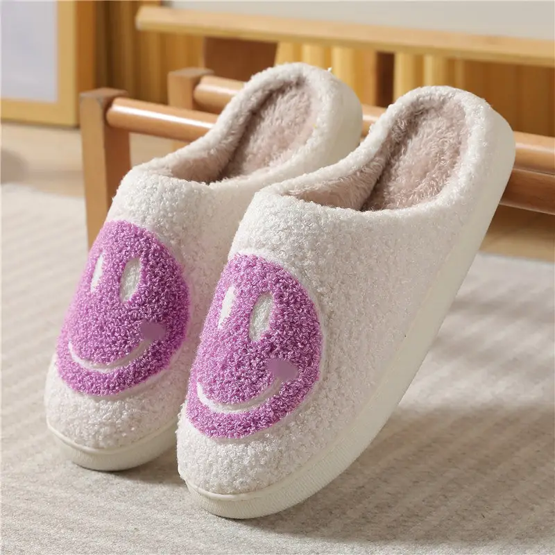Winter Cute Cartoon Smiley Home Cotton Slippers Wholesale Home Furry Slippers Female Couple Warm Slippers Indoor