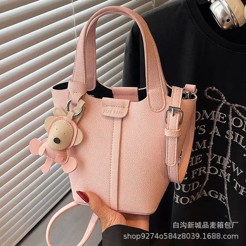 Women's New 2026 Lychee Handbag with Yellow Charm - Image 12