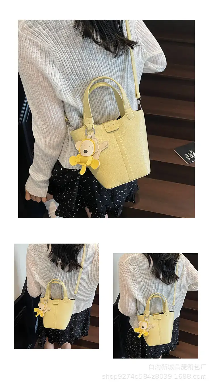 Women's New 2026 Lychee Handbag with Yellow Charm — feature 14