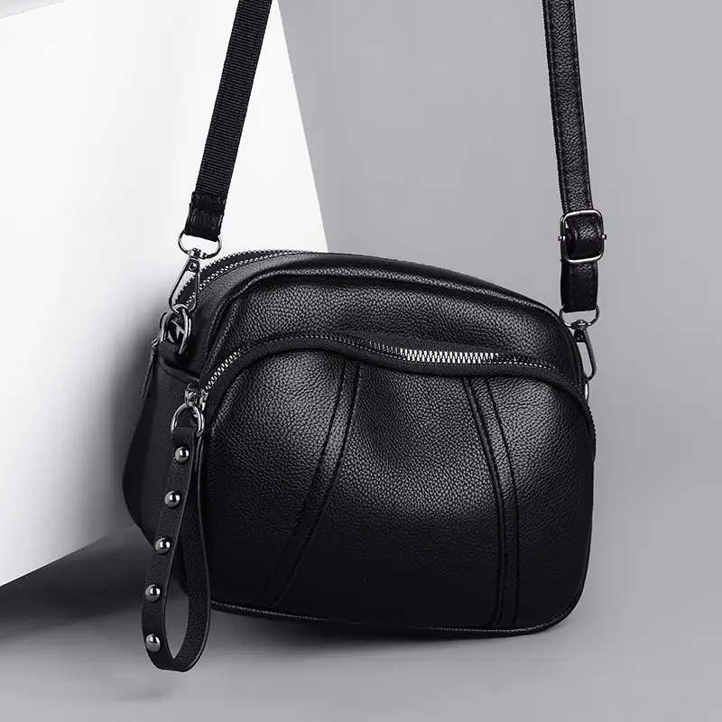Crossbody Phone Bag for Women with Rivet Zipper & Leather Strap