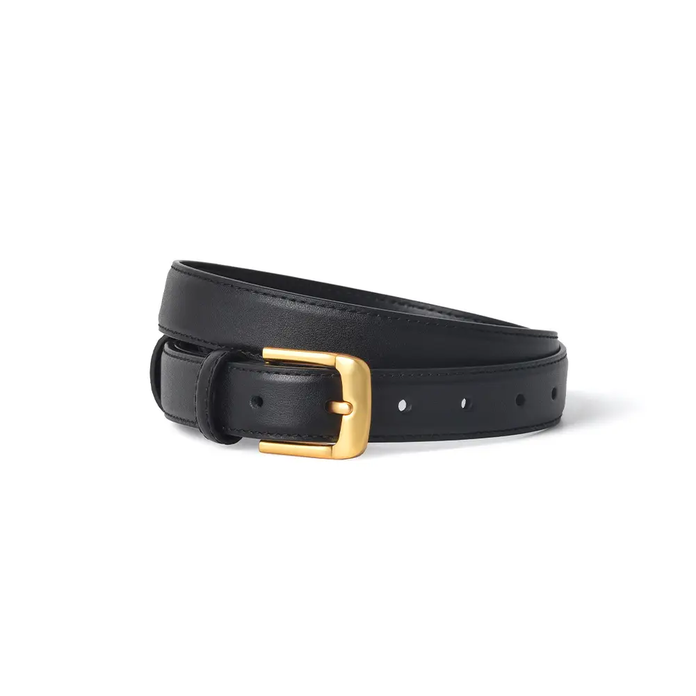 Brown Genuine Leather Belt with Gold Buckle - Image 8
