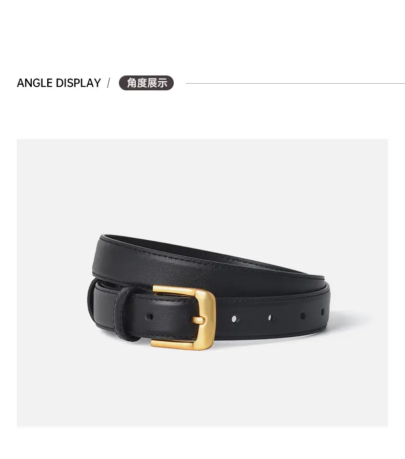 Brown Genuine Leather Belt with Gold Buckle — feature 8
