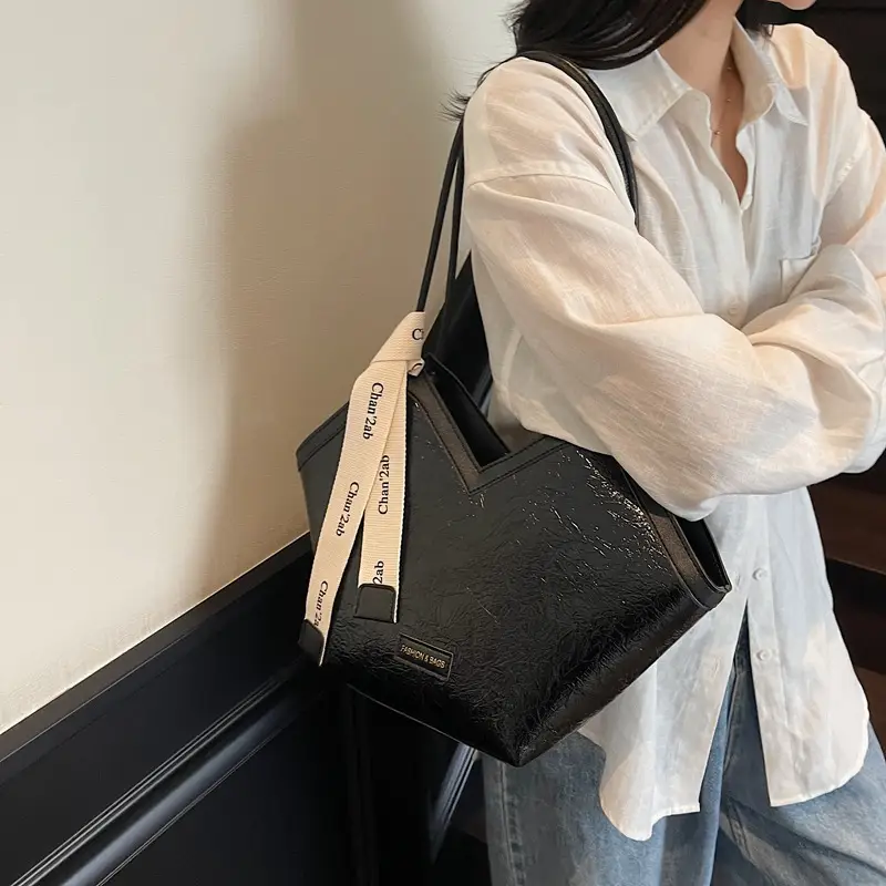 2025 Large Capacity Women's Tote Bag with Leather Trim - Image 6
