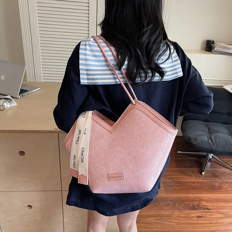 2025 Large Capacity Women's Tote Bag with Leather Trim - Image 7