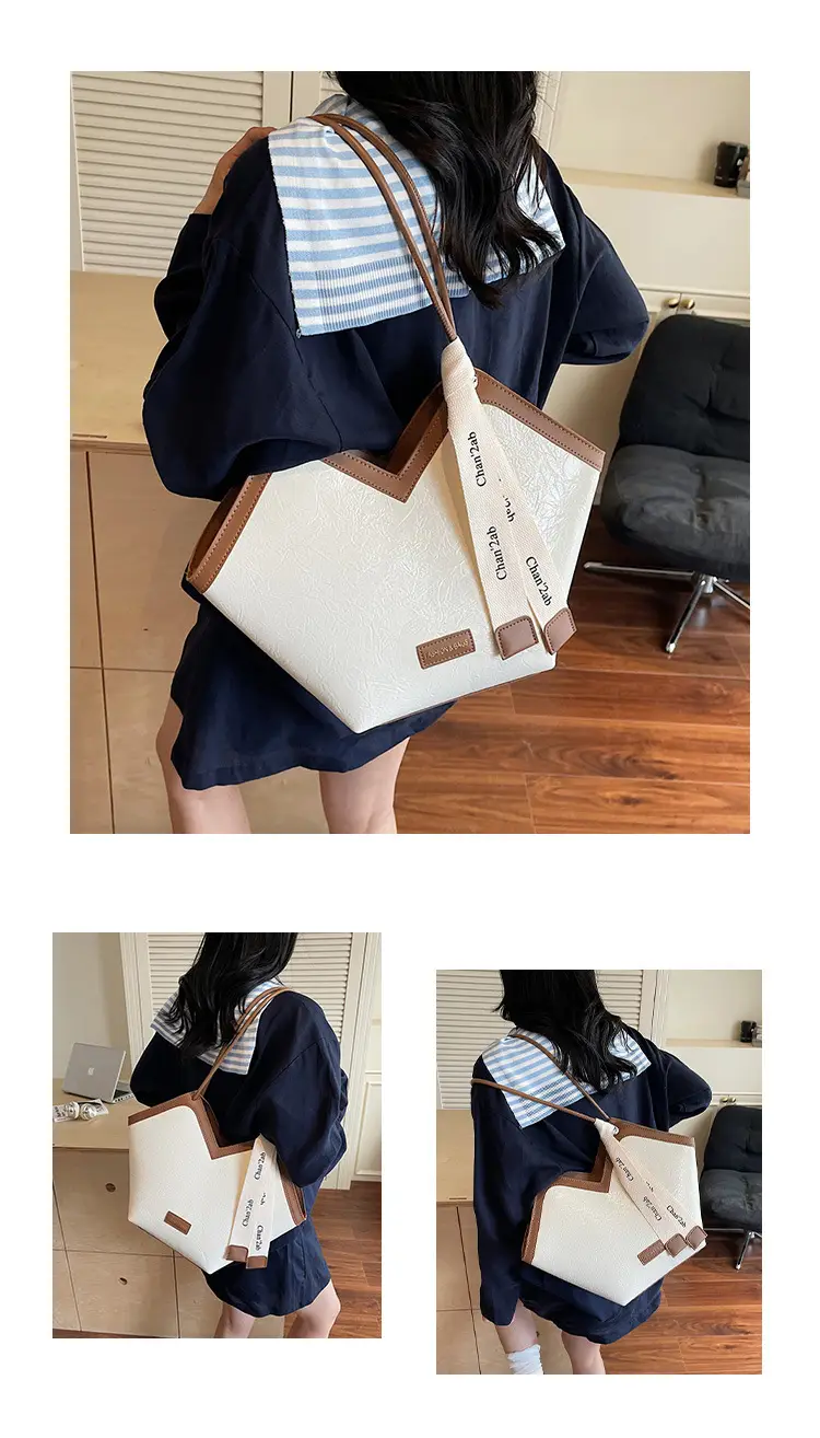 2025 Large Capacity Women's Tote Bag with Leather Trim — feature 10