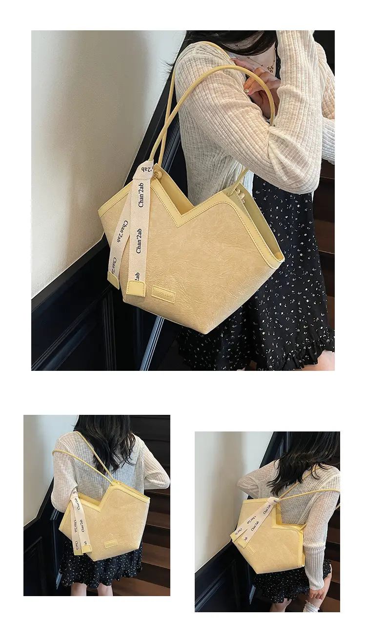 2025 Large Capacity Women's Tote Bag with Leather Trim — feature 12