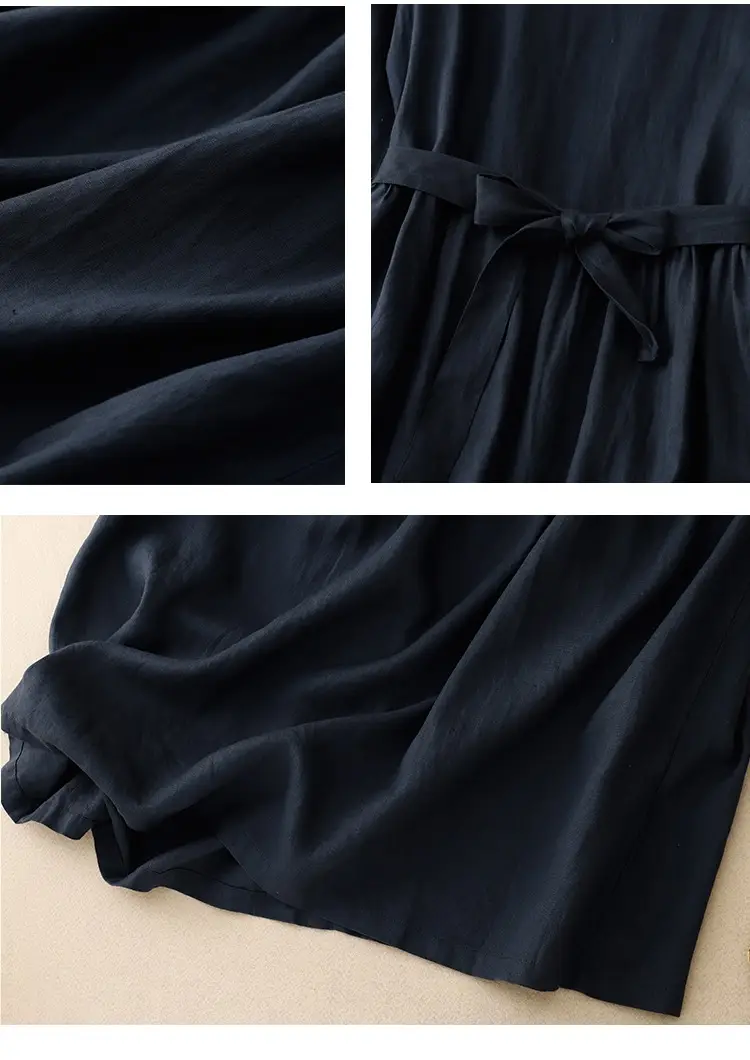 2026 Summer Cotton-Linen Belted Flared Dress — feature 14