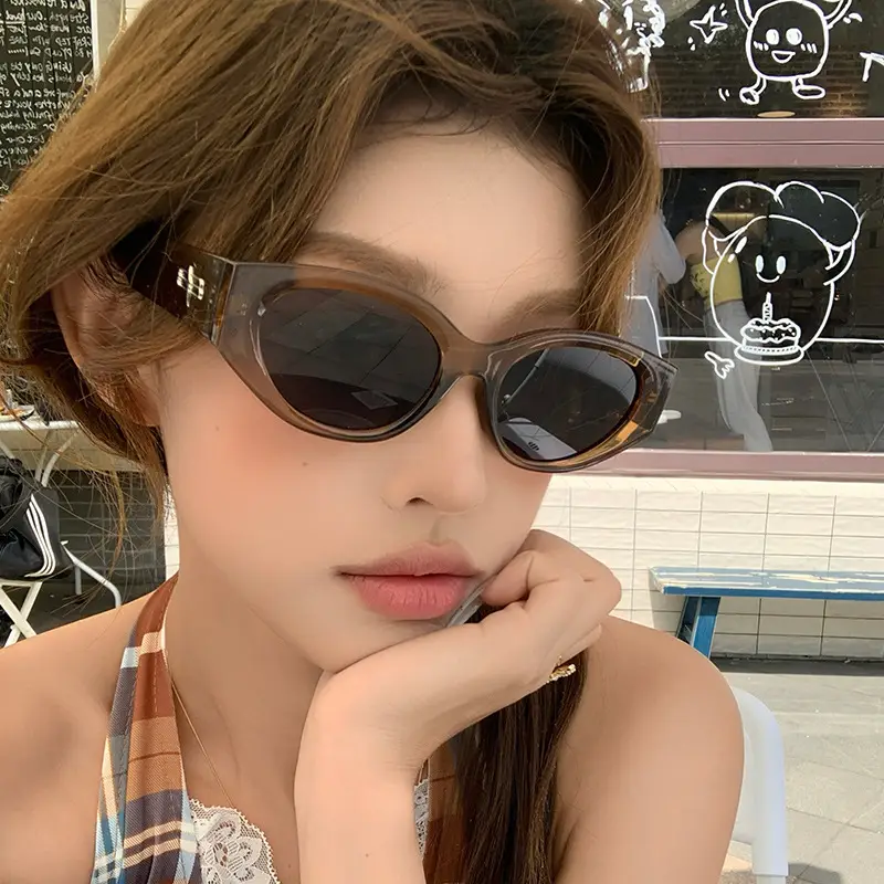 Women Retro Cat-Eye Sunglasses Anti-UV Slimming Frame - Image 5