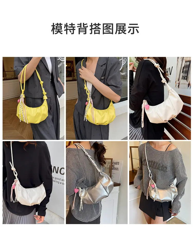 White Croc Handle Lazy Style Spiced Dumpling Bag — feature 10