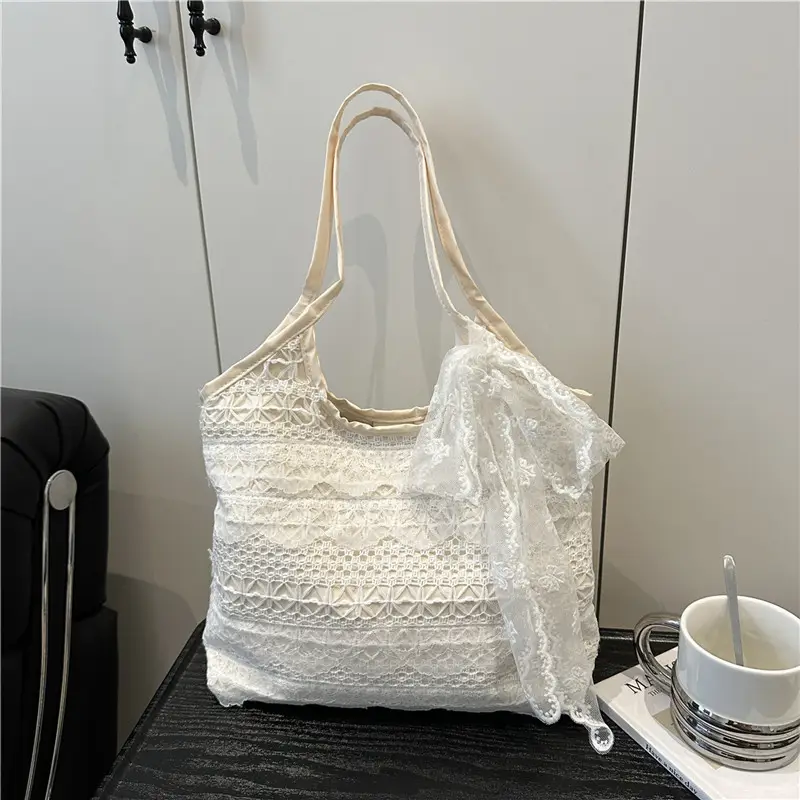 Women Lace Shoulder Bag Cream Large Capacity Summer Fashion — feature 13