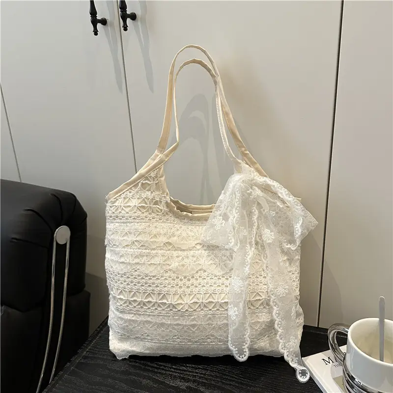 Women Lace Shoulder Bag Cream Large Capacity Summer Fashion — feature 14