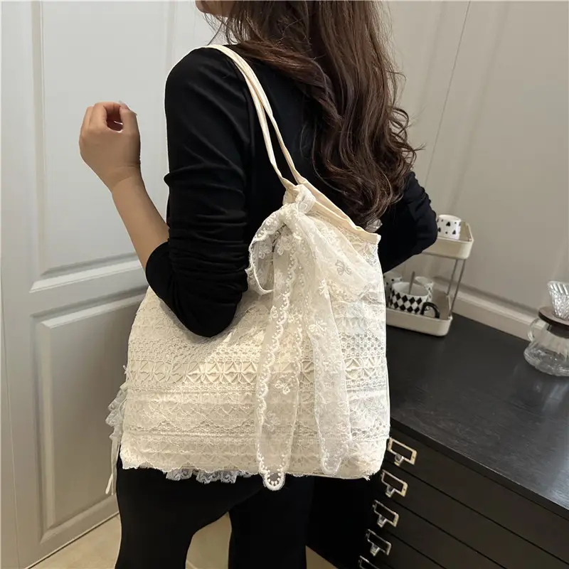 Women Lace Shoulder Bag Cream Large Capacity Summer Fashion — feature 20