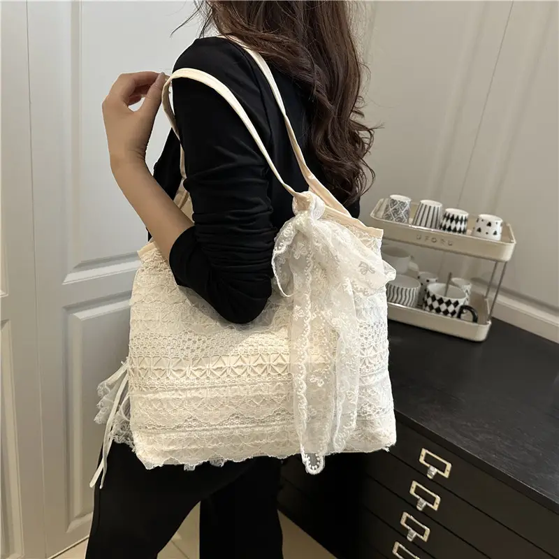 Women Lace Shoulder Bag Cream Large Capacity Summer Fashion — feature 21