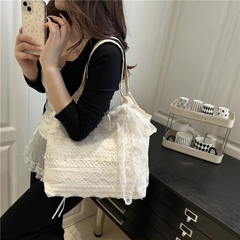 Women Lace Shoulder Bag Cream Large Capacity Summer Fashion — feature 22
