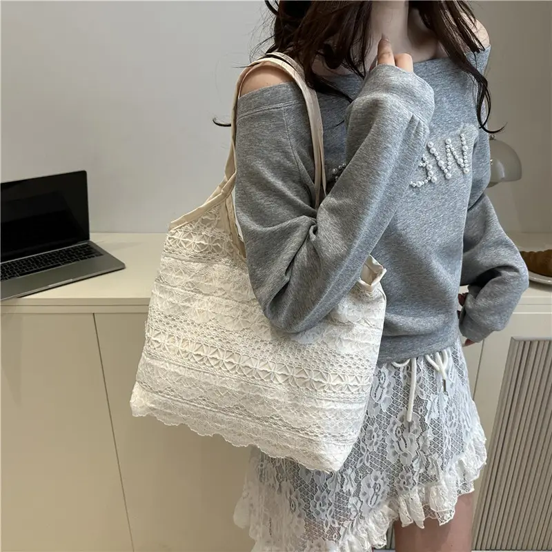 Women Lace Shoulder Bag Cream Large Capacity Summer Fashion — feature 25