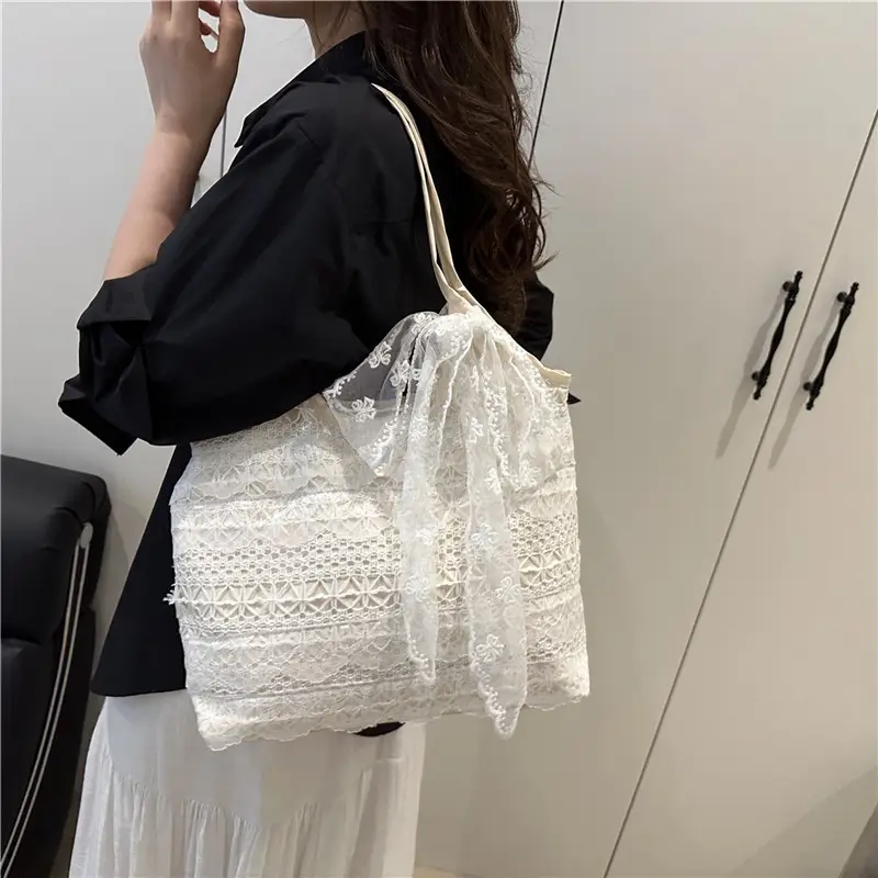 Women Lace Shoulder Bag Cream Large Capacity Summer Fashion — feature 27