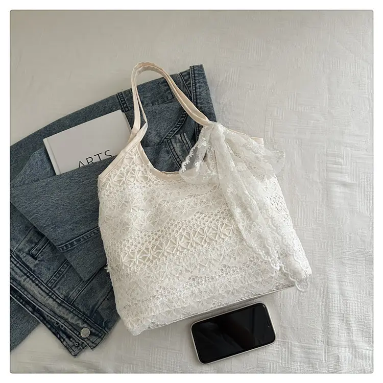 Women Lace Shoulder Bag Cream Large Capacity Summer Fashion — feature 5