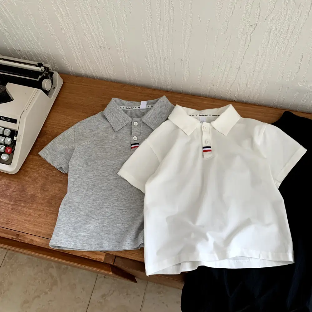 Gray Boys Polo Shirt Short Sleeve 2025 New Style — feature 2