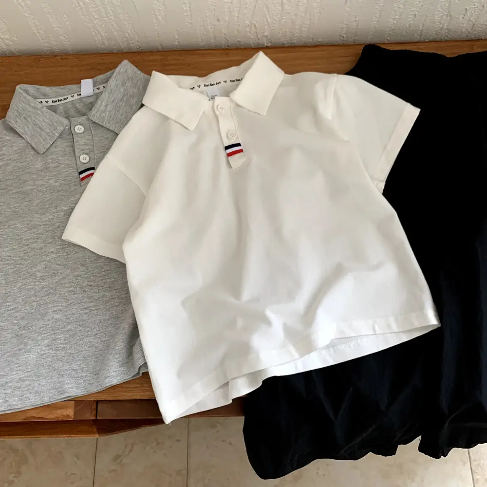 Gray Boys Polo Shirt Short Sleeve 2025 New Style — feature 3