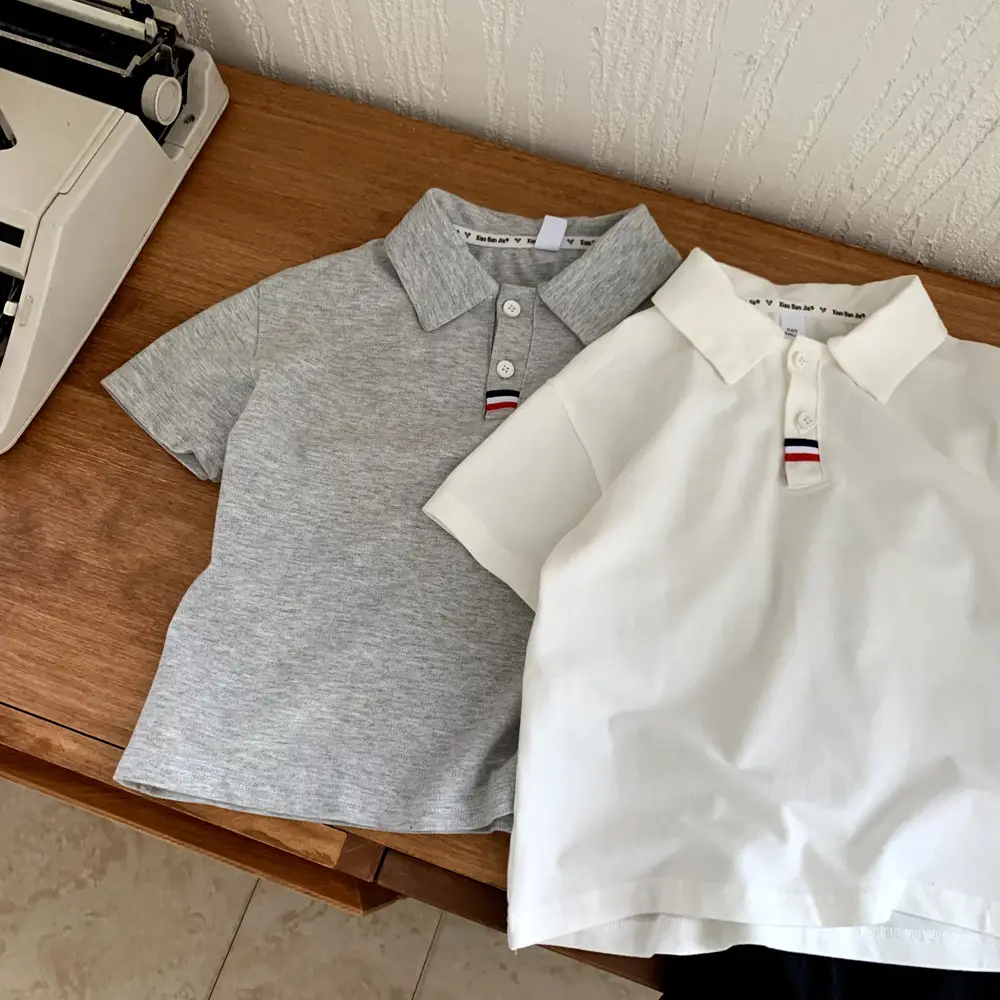 Gray Boys Polo Shirt Short Sleeve 2025 New Style — feature 4