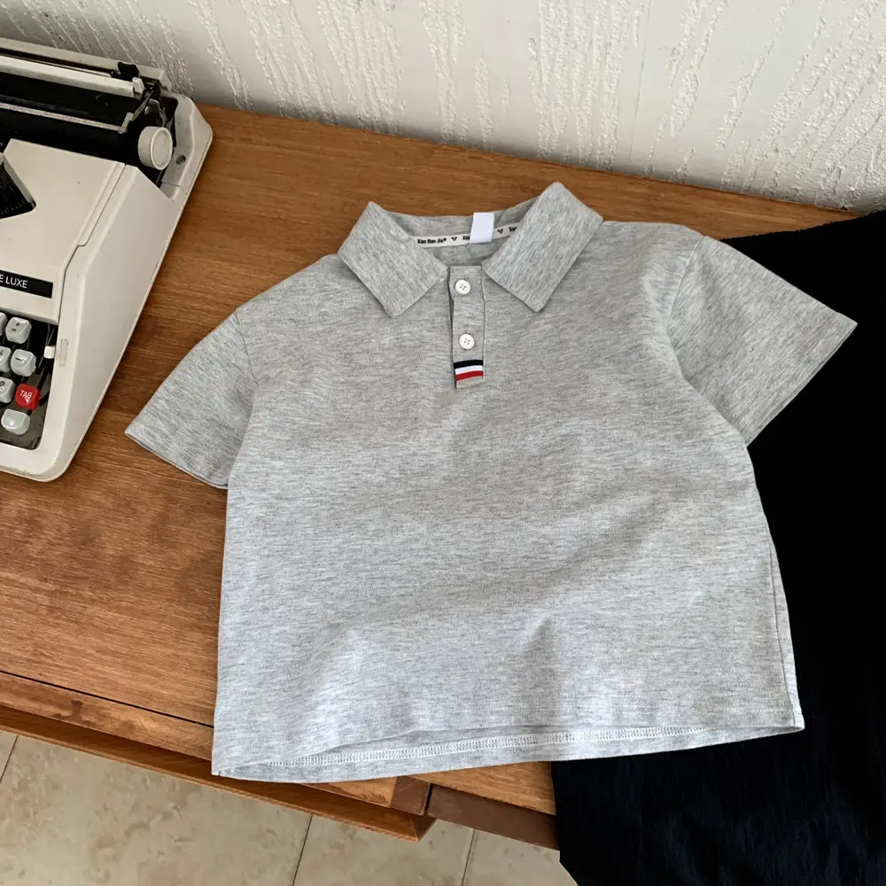 Gray Boys Polo Shirt Short Sleeve 2025 New Style — feature 6