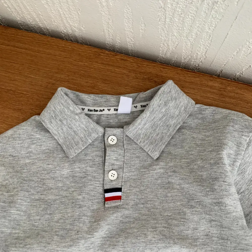 Gray Boys Polo Shirt Short Sleeve 2025 New Style — feature 7