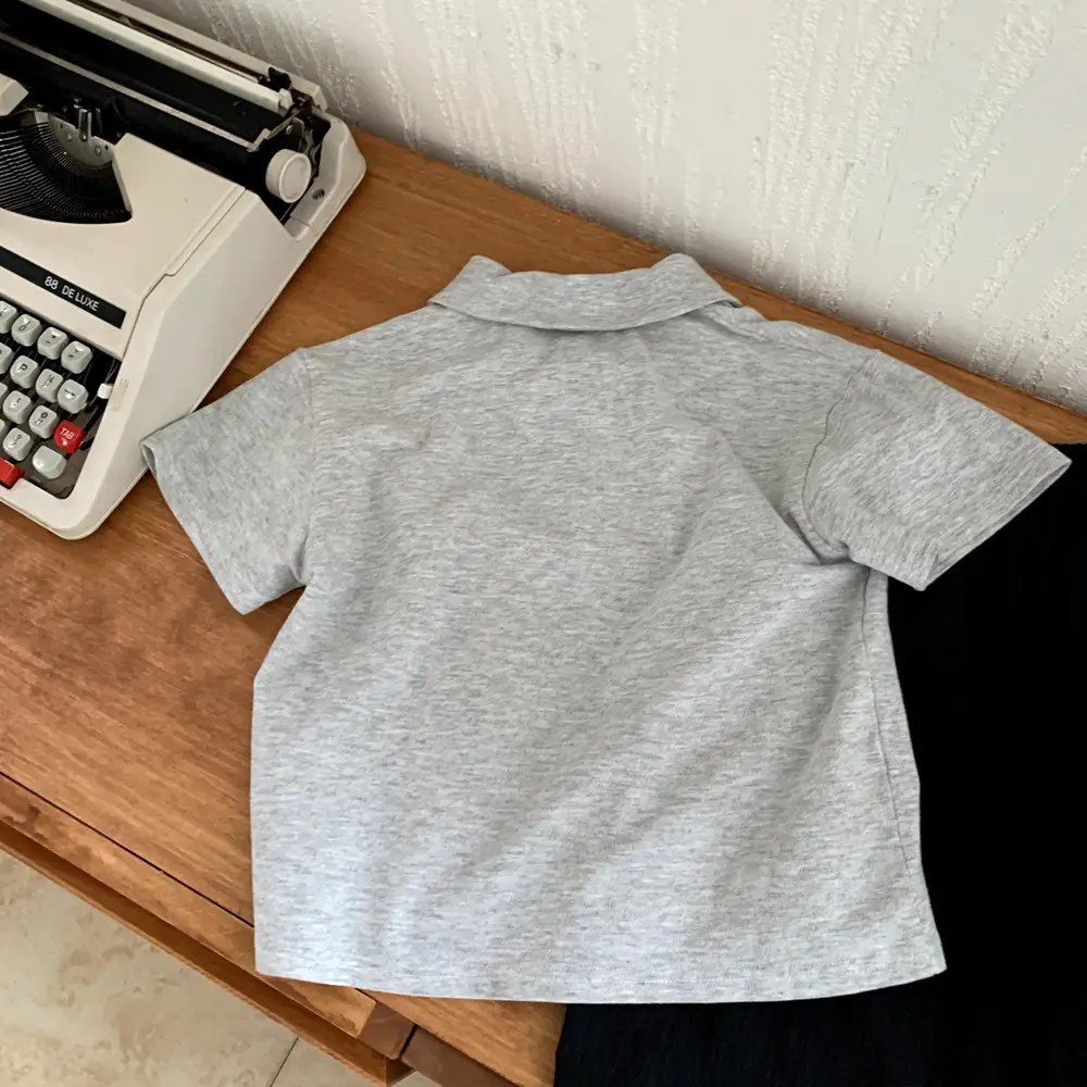 Gray Boys Polo Shirt Short Sleeve 2025 New Style — feature 9