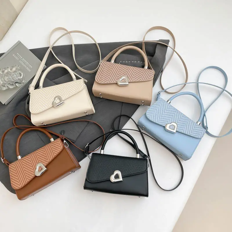 Trendy Beige Patchwork Shoulder Bag with Detachable Strap