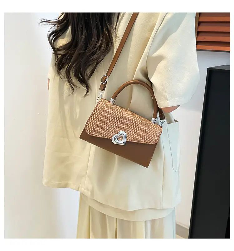 Trendy Beige Patchwork Shoulder Bag with Detachable Strap — feature 12