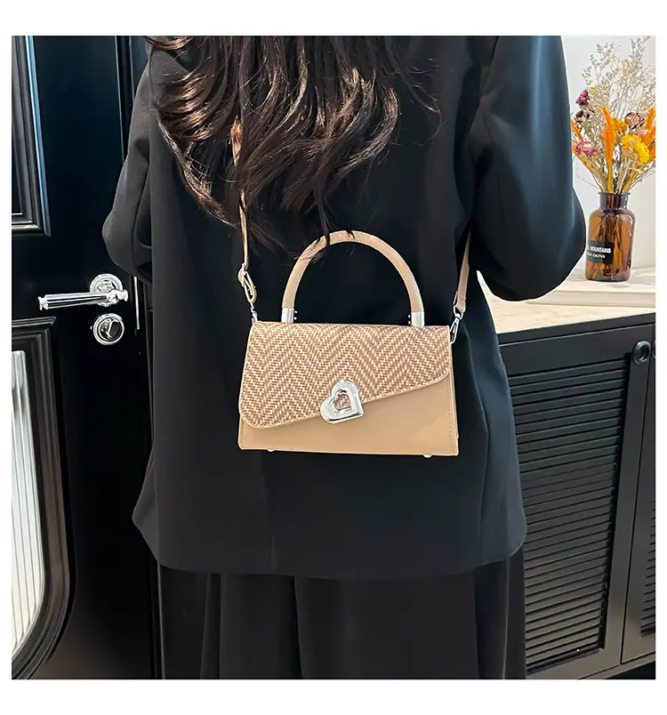 Trendy Beige Patchwork Shoulder Bag with Detachable Strap — feature 20