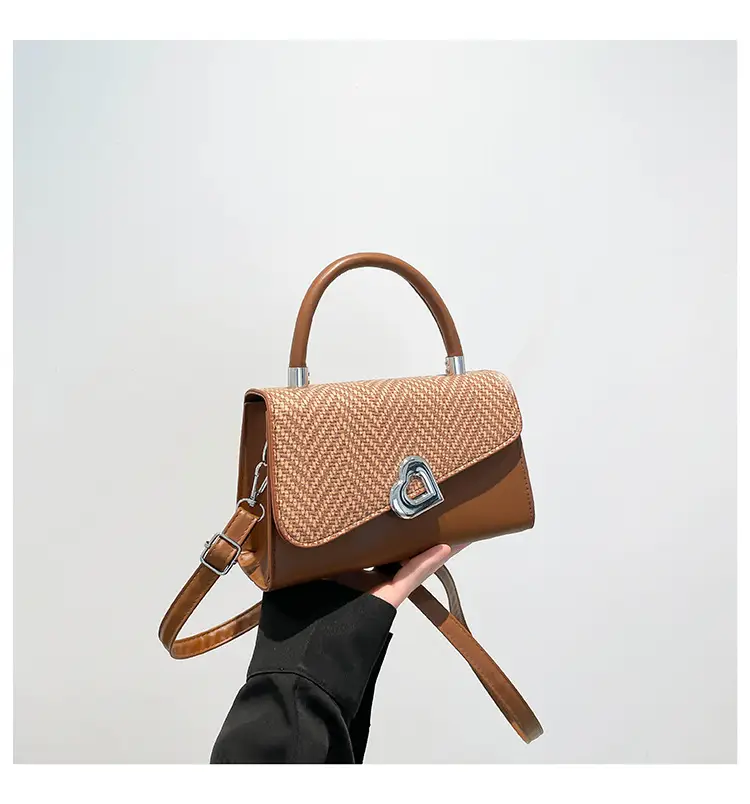 Trendy Beige Patchwork Shoulder Bag with Detachable Strap — feature 29