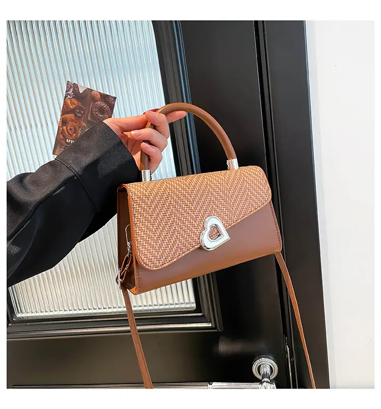 Trendy Beige Patchwork Shoulder Bag with Detachable Strap