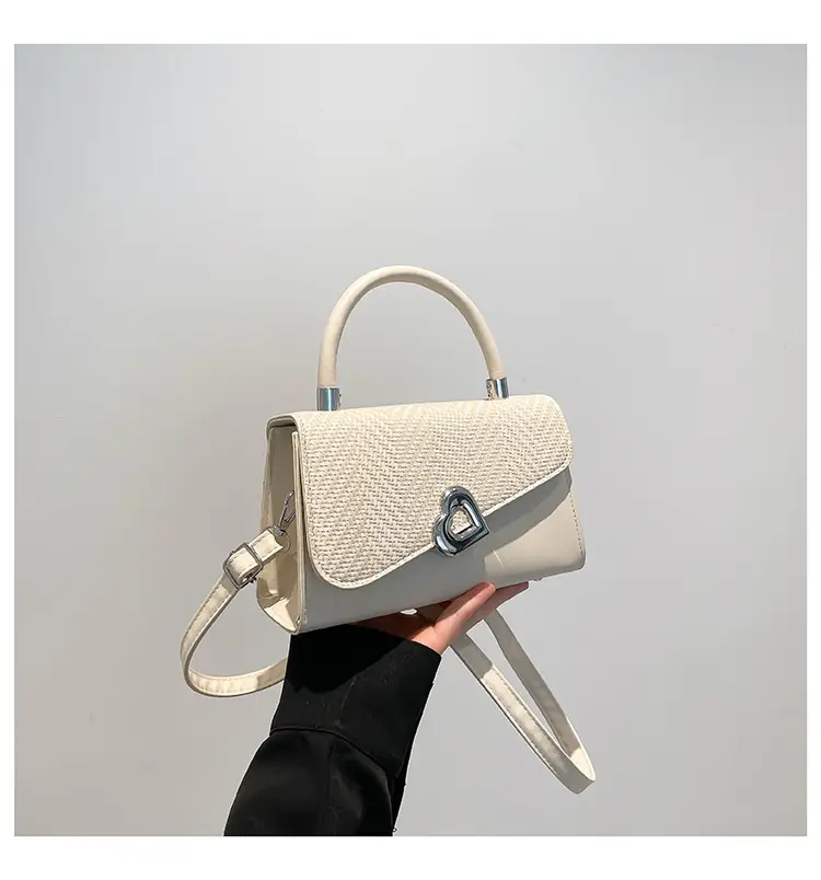 Trendy Beige Patchwork Shoulder Bag with Detachable Strap