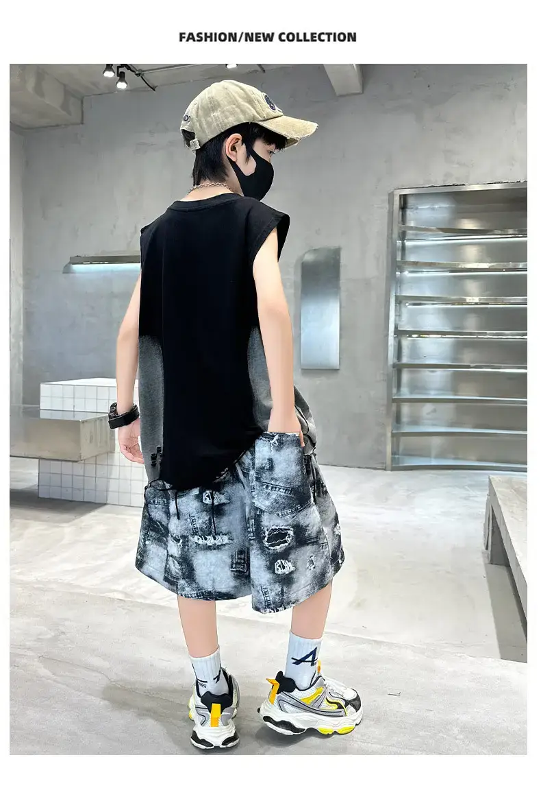 Summer Boys Sleeveless Vest Shorts Suit Kidsren's New — feature 19