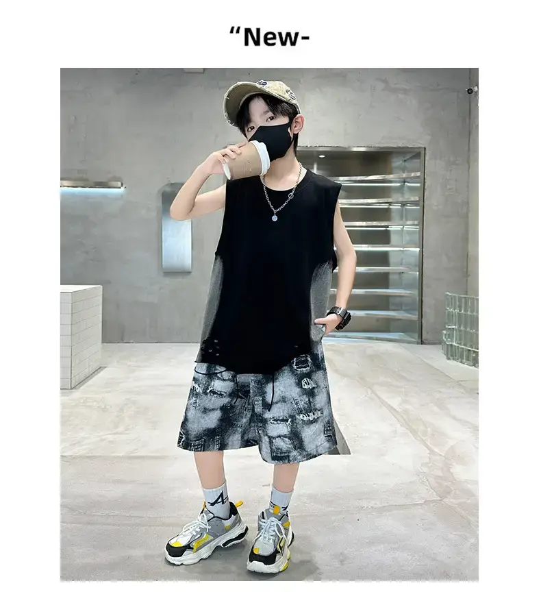 Summer Boys Sleeveless Vest Shorts Suit Kidsren's New — feature 20