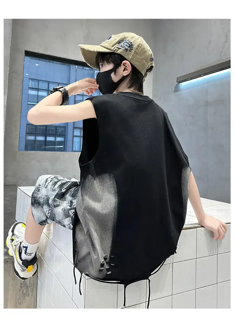 Summer Boys Sleeveless Vest Shorts Suit Kidsren's New — feature 22