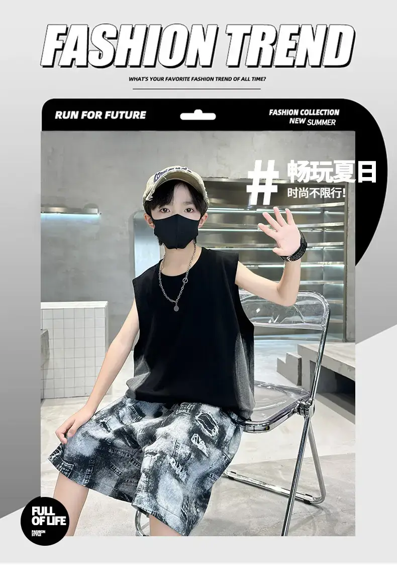 Summer Boys Sleeveless Vest Shorts Suit Kidsren's New — feature 7