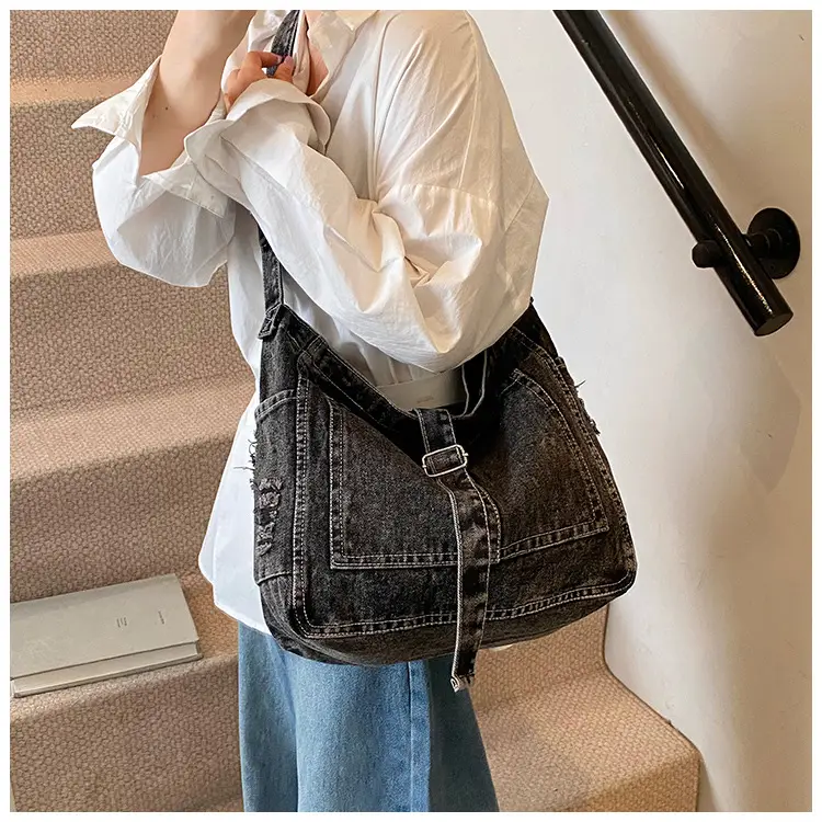 Women Denim Shoulder Bag Large Capacity Korean Style — feature 10