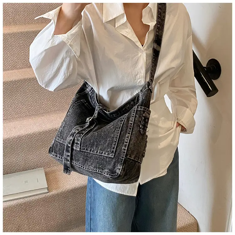 Women Denim Shoulder Bag Large Capacity Korean Style — feature 11