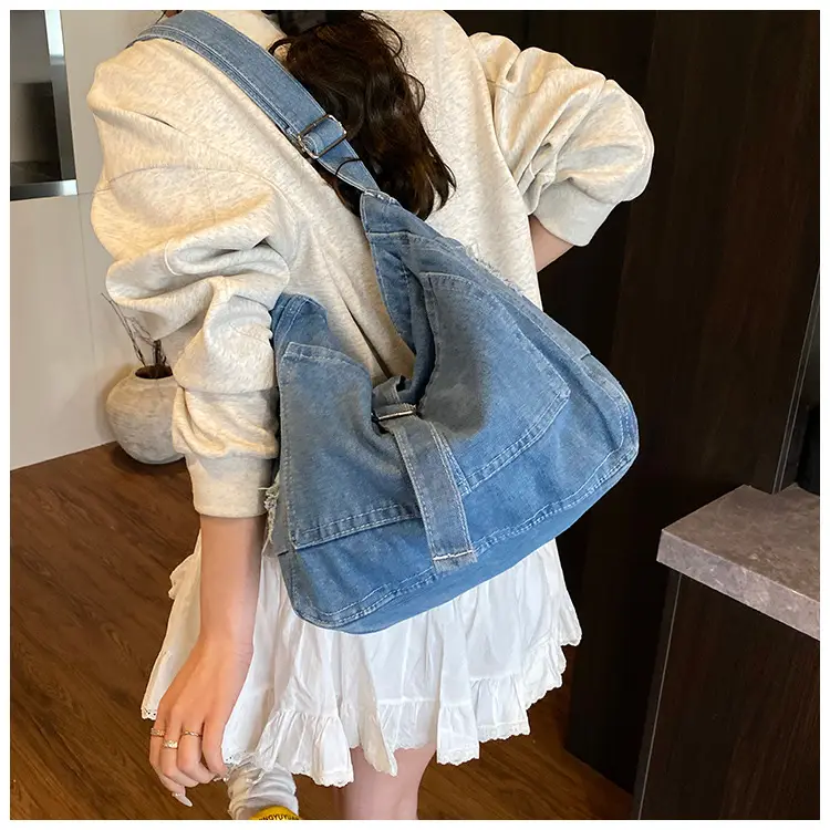 Women Denim Shoulder Bag Large Capacity Korean Style — feature 12