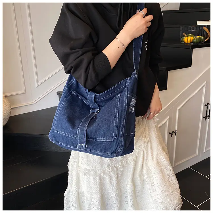 Women Denim Shoulder Bag Large Capacity Korean Style — feature 15
