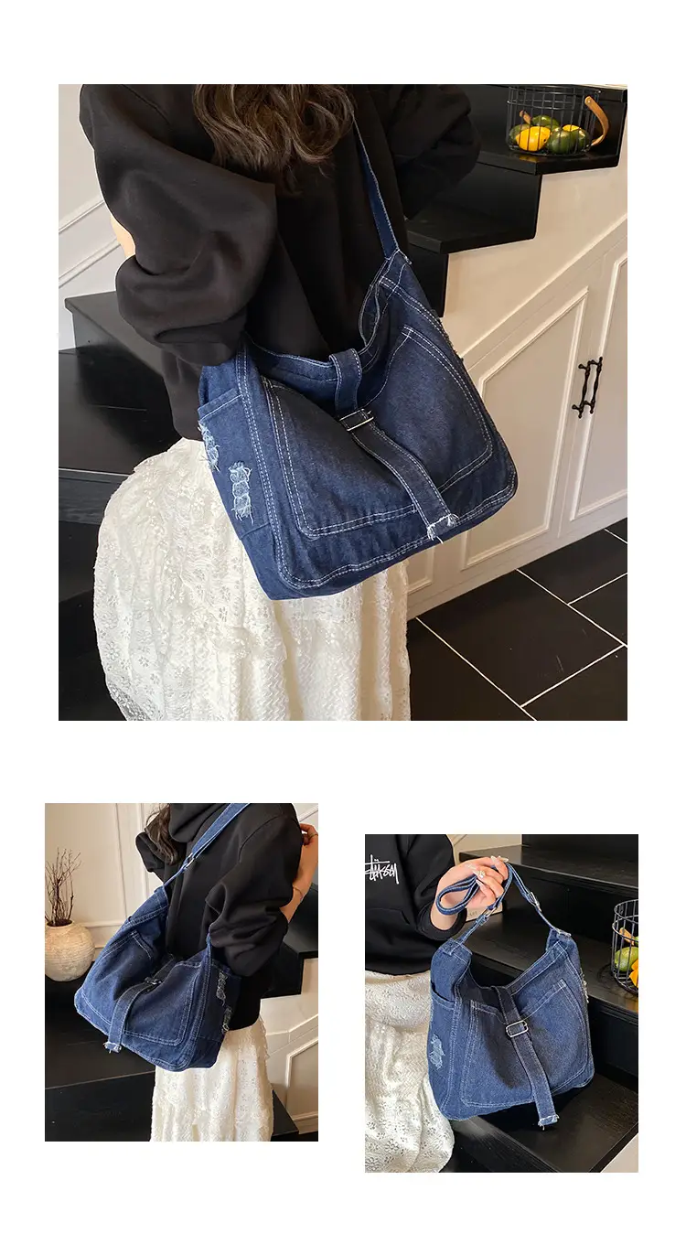 Women Denim Shoulder Bag Large Capacity Korean Style — feature 3