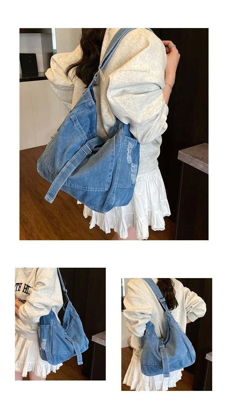 Women Denim Shoulder Bag Large Capacity Korean Style — feature 4
