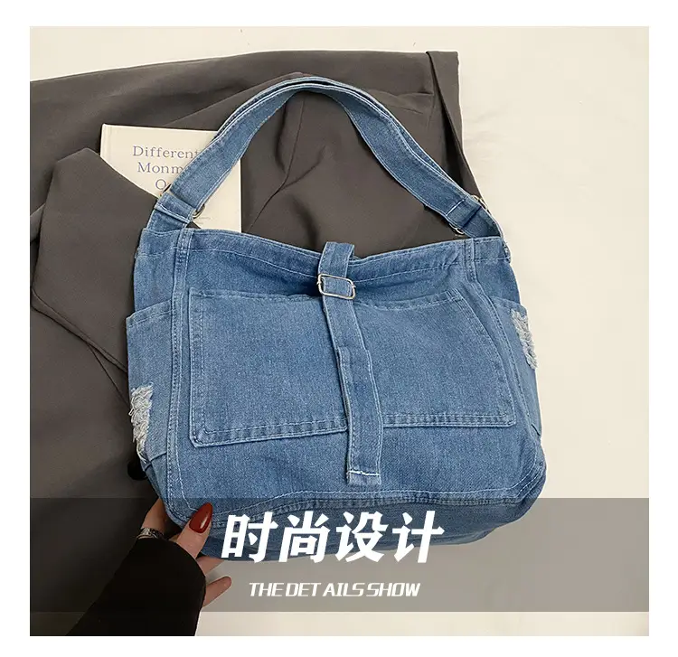 Women Denim Shoulder Bag Large Capacity Korean Style — feature 9