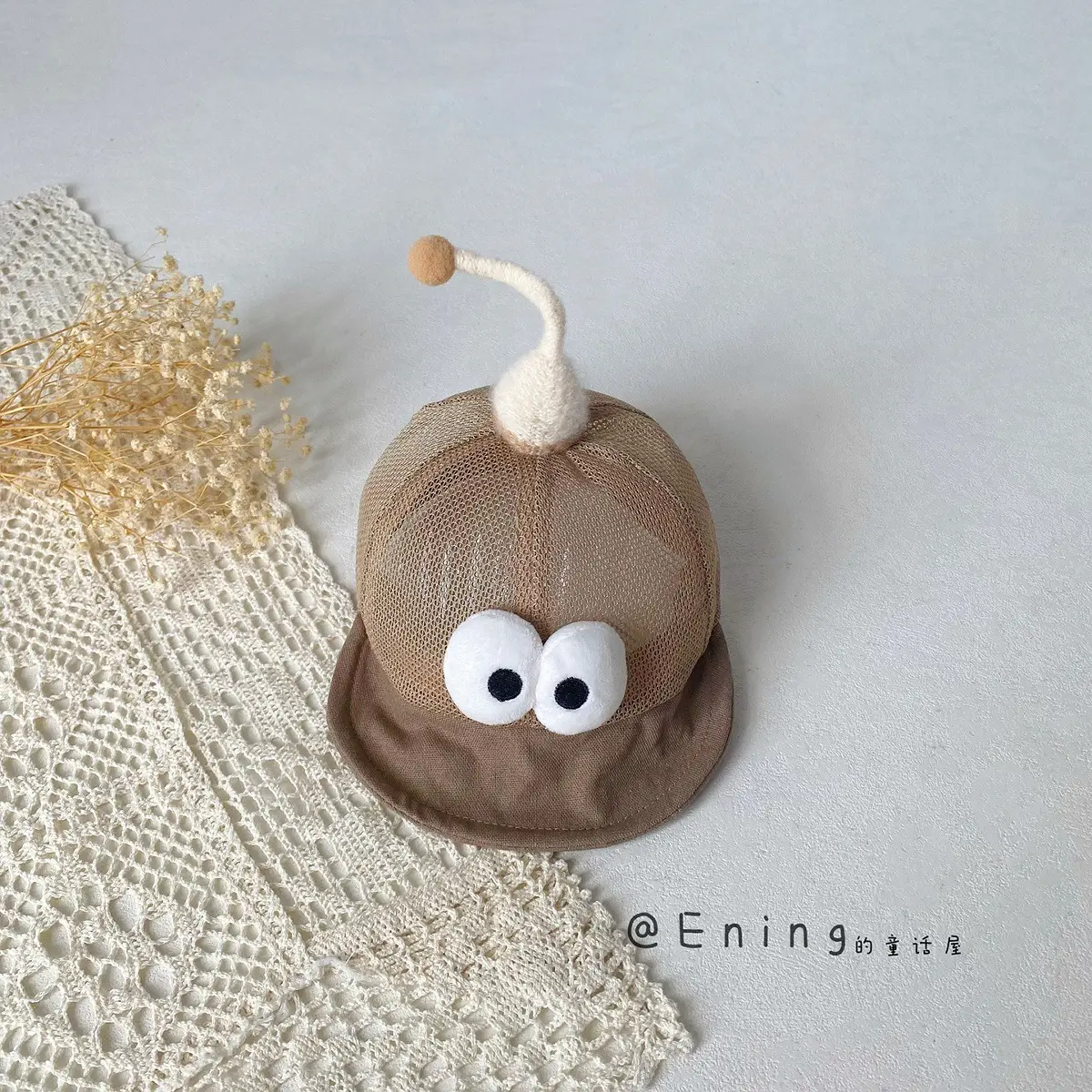 Cute Mesh Infant Hat with Peaked Cap and Eyes - Image 2