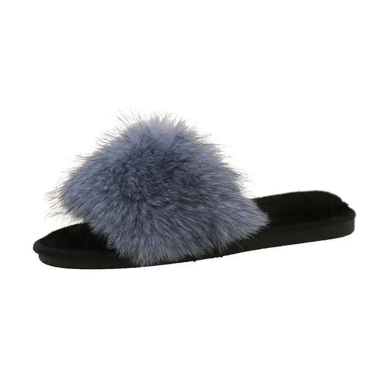 New Foreign Trade Colorful Mink Fur Slippers, Large Fur Fashion Cotton Slippers, Winter Warm Home Slippers for Women - Image 10